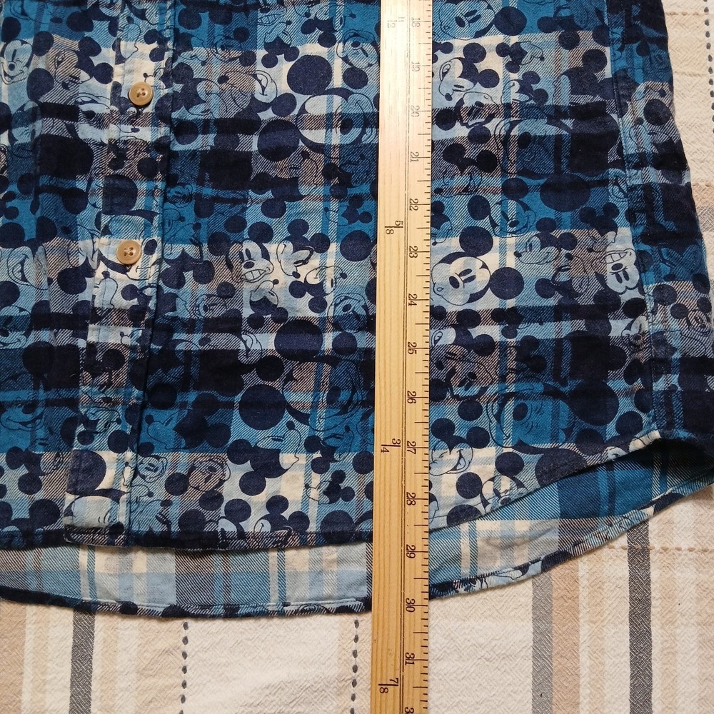Uniqlo + Disney Men's Bue Cotton Plaid Mickey L/S Flannel Shirt Size L - Picture 7 of 8